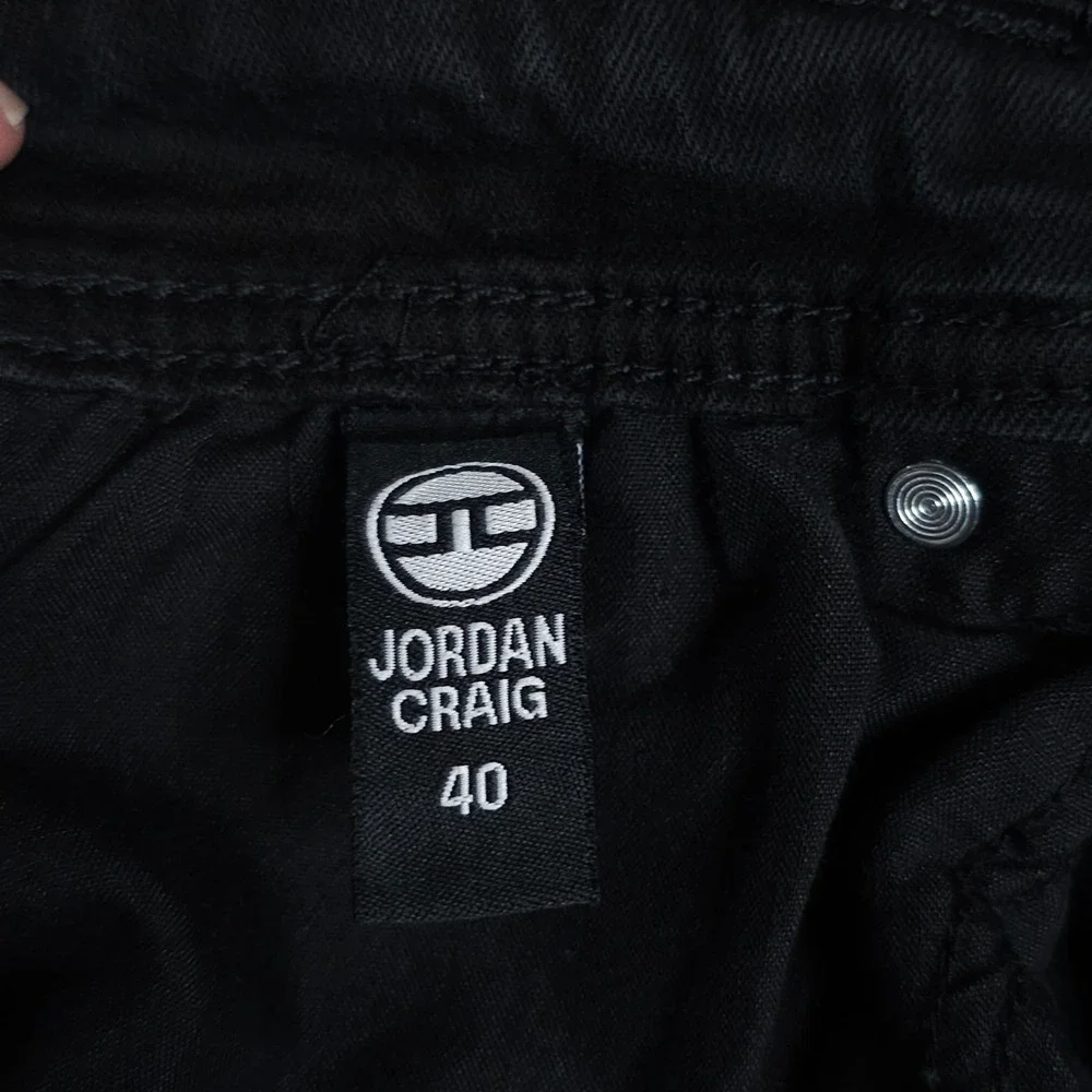 Jordan Craig Jean Shorts Mens 40 Black Bermuda Faded Denim Frayed Jorts Hip Hop